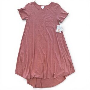NWT LuLaRoe Carly Swing Dress, Size XS, Solid Dusty Rose Pink Knit Pocket